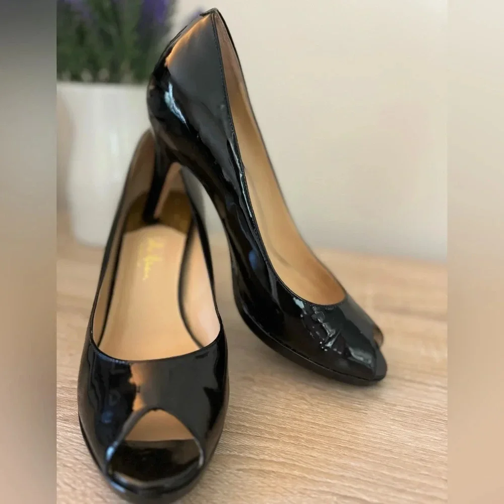 Cole Haan Nike Air Black peep toe leather heels size 8